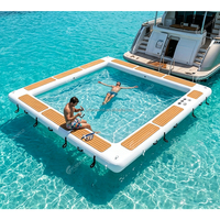 Plataforma Flotante Inflable Comercial Personalizada con Red para Yates, Mar, Lago y Piscina