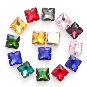 Strass carrés en verre cristal à coudre à la main pour DIY, matériaux pour Crocs, vêtements, accessoires capillaires, à coudre, avec griffes à quatre coins - Product Image 3