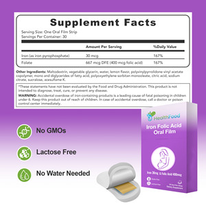High Quality Iron Folic Acid Oral Film Strips It Supports Normal Energy Metabolism to Everyday Wellness with Dietary <b>Supplement</b> - Product Image 6