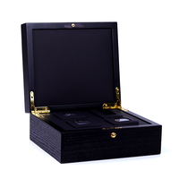 Coffret cadeau de luxe en bois noir fait à la main avec logo personnalisé pour bijoux, montres et verres à vin, imprimé au laser