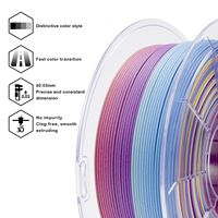 2025 warna baru ZIRO grosir Matte Rainbow Pla 1.75mm 1kg kumparan multiwarna gradien Matte Pla 3d filamen Printer