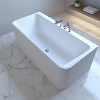 Baignoire rectangulaire autoportante en pierre artificielle Vaster, design d'angle, haut de gamme, pour hôtels et villas, garantie 5 ans