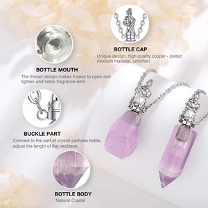 ขวดน้ำหอมคริสตัลธรรมชาติจี้หินบำบัดเครื่องประดับน้ำมันหอมระเหยสร้อยคอจี้ขวดคริสตัลอัญมณี - Product Image 2