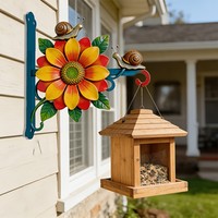 Crochet mural en fer forgé coloré métallique pour cour, support suspendu pour plantes, crochet pour pot de fleurs, mangeoire à oiseaux en fer forgé