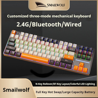 SMAILWOLF MK87 Tri-Mode Wireless Mechanical Keyboard 87 Keys Hot Swappable RGB Backlit High Value for Gaming Office