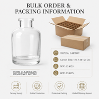 Bouteille diffuseur d'arômes en verre rond transparent de 150 ml - Contenant élégant pour parfums d'intérieur et de voiture pour huiles essentielles