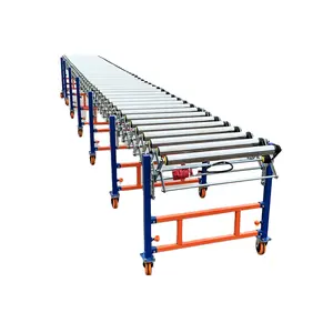 Flexible roller conveyor line v belt running height adjustment 360 degree rotation both loading unloading equipment