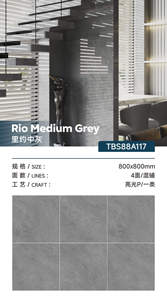 Azulejos de Porcelana Gris Pulido con Aspecto de Mármol, 800x800mm, Acabado Brillante de Lujo, para Pisos de Hoteles y Villas, Azulejos para Sala de Estar - Product Image 2