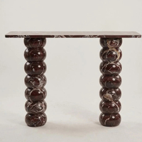 Meubles KUMUSI, table console en marbre Rosso Levanto sur mesure, table d'entrée en pierre rouge
