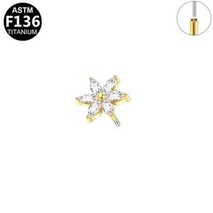 <b>Titanium</b> Flower Butterfly <b>Stud</b> Earrings Cubic Zirconia Marquise Cut Prong Setting Unisex Party Jewelry - Product Image 5