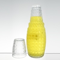 Ensemble de carafe et de verres en verre de grande capacité en gros - Distributeur d'eau froide avec couvercle anti-poussière pour une consommation instantanée