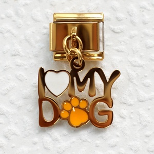 Italian Dog Paw Puppy Series Stainless Steel Electroplated Pendant Trendy DIY Unisex <b>Bracelet</b> Charms Made Yiwu for Business - Product Image 3
