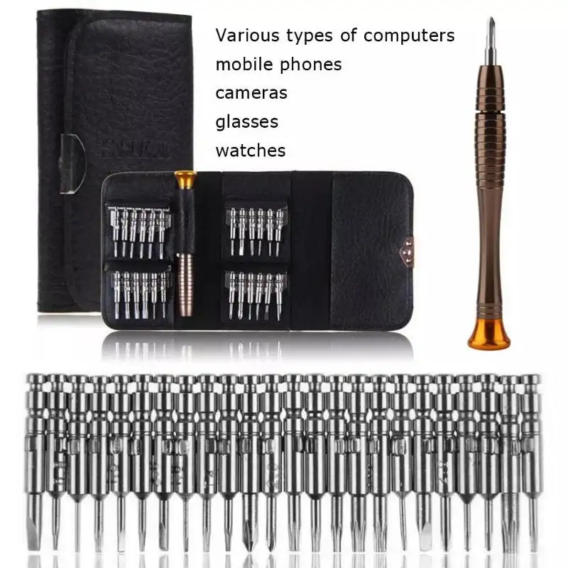 Portable Carry 25 in 1 Precision Screwdriver Bits Wallet Set Multi-Function Repair Opening Tools Kit for Mobile Phone Tablet PC