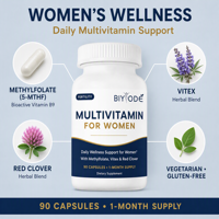 Multivitamines OEM pour femmes en capsules, 90 gélules végétales, méthylfolate, Vitex, formule personnalisée, fabricant Afrique de l'Ouest pour femmes