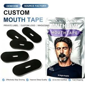 Anthrive Nastro Adesivo Orale Premium Certificato CE Nero Ovale con Logo Personalizzato, Adatto per Barba, Rimozione Indolore, <span class=keywords><strong>Strisce</strong></span> Avanzate per il Sonno, Ingrosso - Product Image 1