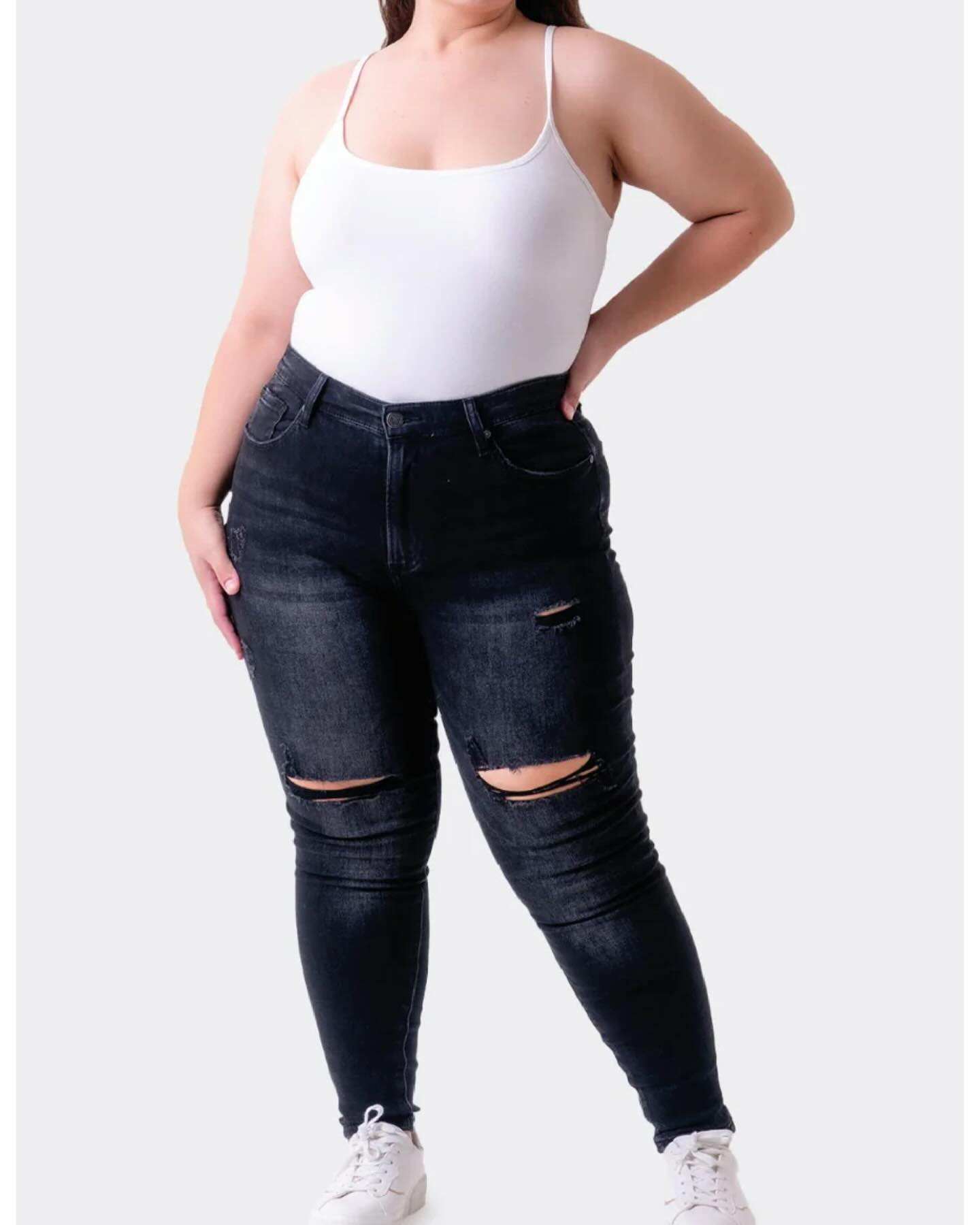 Classic Curvy Ripped Skinny Jeans Black Wash Ripped Jeans Mexico