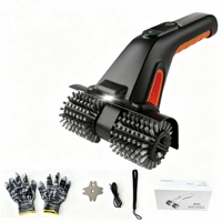 Brosse de nettoyage électrique pour barbecue à LED, double tête, 2000mAh, IPX5, rechargeable, 80W, 500 tr/min, pour grillades nocturnes, camping, portable