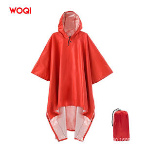 Poncho Impermeable Woqi Naranja Rojo Ligero Reutilizable para una Persona, para Camping, Senderismo y Actividades al Aire Libre - Product Image 1