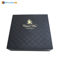 Boîte d'emballage de vin de luxe personnalisée en cuir PU noir pour 2 bouteilles avec gobelet