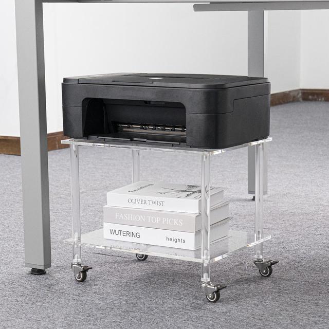 Acrylic Transparent Office Printer Storage Rack Movable Low Storage Rack