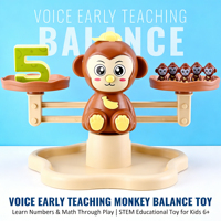 Balance numérique AiJH Dinosaure et Singe – Matériel d'apprentissage sensoriel préscolaire, jouets éducatifs mathématiques