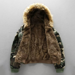 Chaqueta Bomber Americana Personalizada con <span class=keywords><strong>Capucha</strong></span> y Camuflaje, Cierre de Cremallera Doble, para <span class=keywords><strong>Hombre</strong></span>, Estilo Urbano - Product Image 1