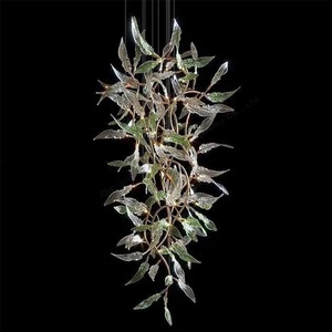 Phong cách hiện đại LED Đèn chùm ánh sáng mặt dây chuyền lớn trong nhà pha lê thủy tinh lá đèn với khung sắt điều khiển từ xa trang trí nhà - Product Image 5