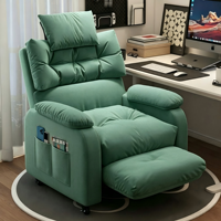 Fauteuil inclinable moderne en tissu, chaise longue pivotante en lin respirant avec base en acier robuste pour cinéma maison
