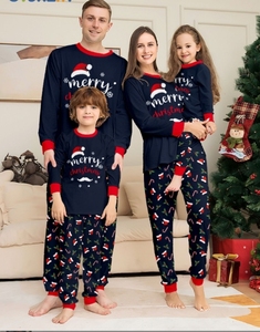 家族クリスマスパーティーパジャマ女性お父さん子供赤ちゃんクリスマス帽子パターンパジャマパジャマ服セット - Product Image 1