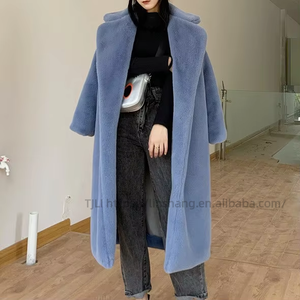 เสื้อโค้ทขนสัตว์มิงค์แบบหลวมสำหรับผู้หญิง แฟชั่นฤดูหนาว ตัดเย็บแบบแพทช์เวิร์ค ความยาวปานกลาง - Product Image 1