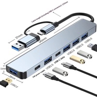 Station d'accueil 8 en 1 USB 3.0 avec lecteur de cartes TF/SD, hub Type-C pour ordinateur portable avec adaptateur de charge PD double port, 8 ports USB C