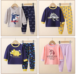 Set di biancheria intima per bambini con motivo Cartoon 100% cotone traspirante in autunno <span class=keywords><strong>pigiama</strong></span> per ragazzi e ragazze termico - Product Image 3