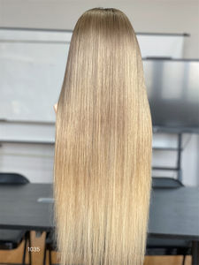 2024 SHY médico Rubio europeo crudo Balayage encaje peluca sin cola estilo recto encaje transparente Perruques Naturel Cheveux Humain - Product Image 6