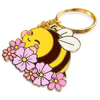 Vente en gros porte-clés plaqué or porte-clés en métal en forme d'abeille en vrac personnalisé