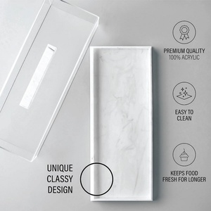 Plateau à dessert rectangulaire personnalisé YAGELI de 4 mm d'épaisseur, plateau à gâteau en lucite avec couvercle transparent - Product Image 3