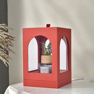 กล่องใส่น้ำหอมกระดาษหอมแบบสั่งทำกล่องของขวัญรูปโคมไฟสีแดงพร้อมหน้าต่างโค้ง - Product Image 1
