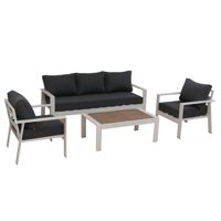 Ensemble de canapés de jardin modernes 5 places en aluminium – Mobilier durable pour bureau, appartement, patio, salle à manger, parc, cour extérieure