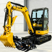 Mini-excavatrice sur chenilles en caoutchouc avec cabine, système ROPS, moteur Kubota, certifiée CE, pour projets gouvernementaux, livraison gratuite