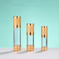 Bouteille de pompe sans air violette de luxe personnalisée vide 15ml 30ml 50ml bouteille de lotion en plastique pour l'impression de logo d'emballage de soins personnels
