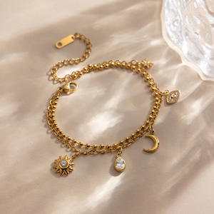 Bracelet chaîne en acier inoxydable personnalisé avec pendentifs délicats <span class=keywords><strong>lune</strong></span> <span class=keywords><strong>et</strong></span> <span class=keywords><strong>soleil</strong></span> pour femmes, vente en gros - Product Image 6