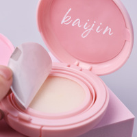 Kotak Bedak Plastik Bulat Kosong Warna Merah Muda Populer untuk Bedak Padat, BB Foundation & Cermin - Desain Mewah Modern