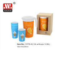Ruimeixin-carafe à eau en plastique, grand capacité, avec couvercle, bouilloire à eau en plastique, avec jeu de gobelets