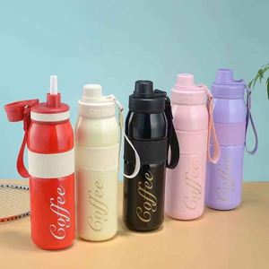 <b>Coffee</b> Insulated Water Bottle Stainless Steel Vacuum <b>Flask</b> With Rope Travel Tumbler 12-24 Hours Thermal Keep Hot Cold - Product Image 1