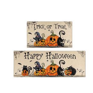 Ensemble de tapis de cuisine Temu Fall Pumpkin, rectangulaire, à carreaux, antidérapant, en polyester, épaisseur moyenne, lavable en machine - Product Image 2