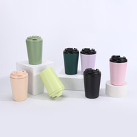 Tasses de voyage en acier inoxydable de 360 ml avec couvercles à large ouverture, couleurs attrayantes, fond antidérapant en caoutchouc, pour café et thé