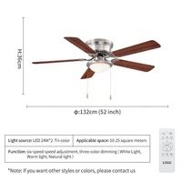 Ventilateur de plafond C082 de 52 pouces avec kit d'éclairage, télécommande, ventilateur à 5 pales en MDF avec lumière