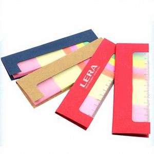 Blocs-notes autocollants personnalisés avec logo imprimé et règle, onglets d'indexation en film néon, bloc de papier, cadeau promotionnel d'entreprise - Product Image 1