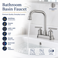 Robinet de lavabo cascade en laiton massif certifié CUPC, 3 trous, double poignée, pour salle de bain