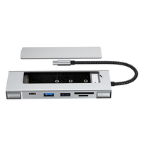 Station d'accueil USB-C de haute qualité et station d'accueil pour ordinateur portable 8 en 1, double hub USB-C pour ordinateur portable
