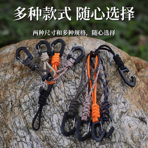 Triangular Carabiner Keychain With 7-Core <b>Rope</b> Anti Loss Hook Outdoor Camping Multi Functional Plastic Zinc Alloy Durable - Product Image 4